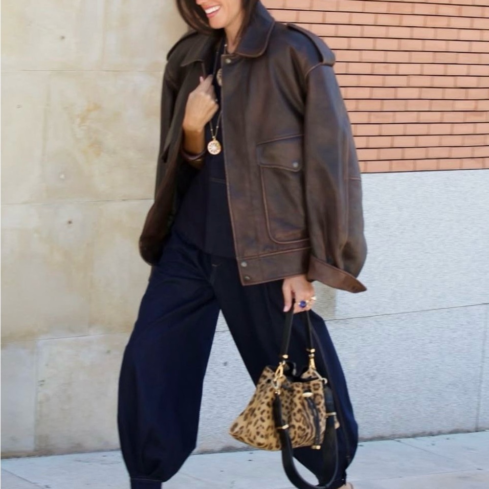 NWT Zara denim ballon high rise pants